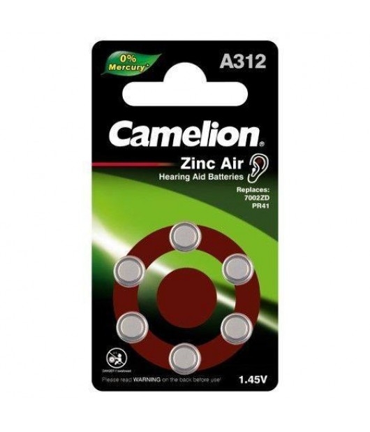 CAMELION A312 1.4V ZINC AIR HEARING AID BATTERY 6PK [Set of 10]