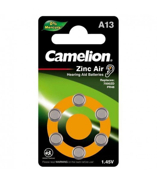 CAMELION A13 PR48 ZINC AIR HEARING AID BATTERY 6PK [Set of 10]