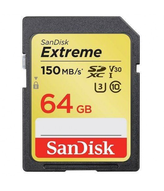 SANDISK EXTREME SDXC 64GB U3 C10 UHS-I 150MB/S